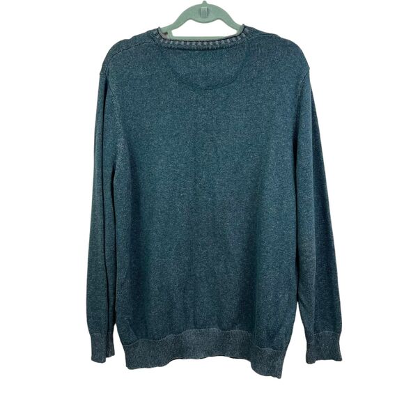 Johnston Murphy Mens Knit Sweater Merino Wool Blend‎ V Neck Green Gray Size L - Picture 4 of 5
